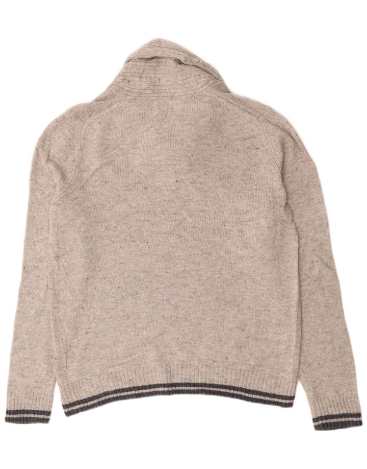 Marks & Spencer Mens Shawl Neck Jumper Sweater Large Grey Flecked Lambswool