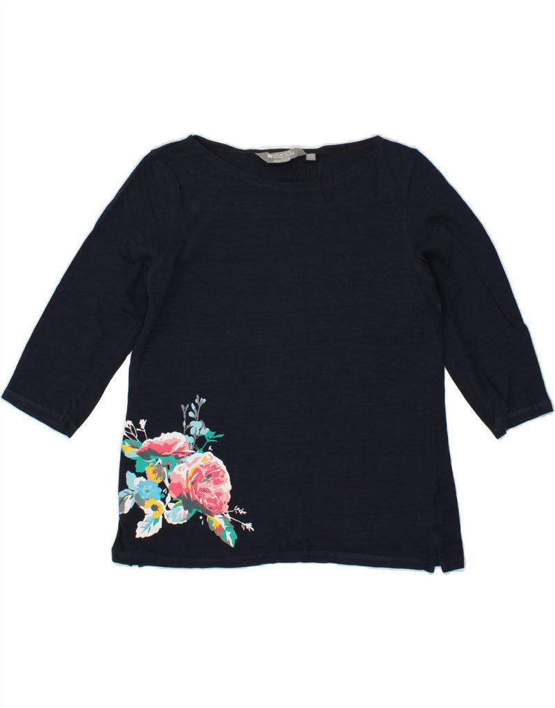 MOUNTAIN WAREHOUSE Womens Graphic Top 3/4 Sleeve UK 14 Large  Navy Blue Vintage Mountain Warehouse and Second-Hand Mountain Warehouse from Messina Hembry 