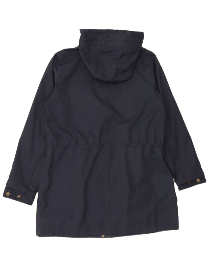 Fat Face Womens Hooded Rain Jacket UK 12 Medium  Navy Blue Cotton