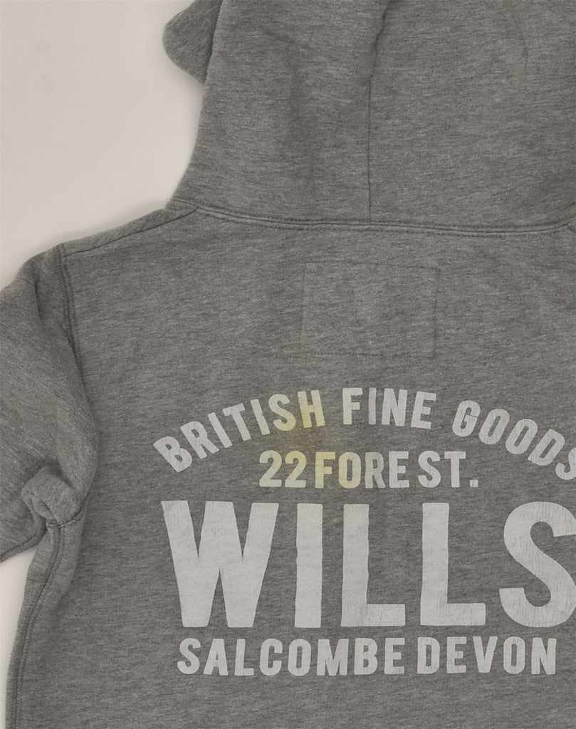 JACK WILLS Womens Graphic Hoodie Jumper UK 8 Small Grey Cotton | Vintage Jack Wills | Thrift | Second-Hand Jack Wills | Used Clothing | Messina Hembry 