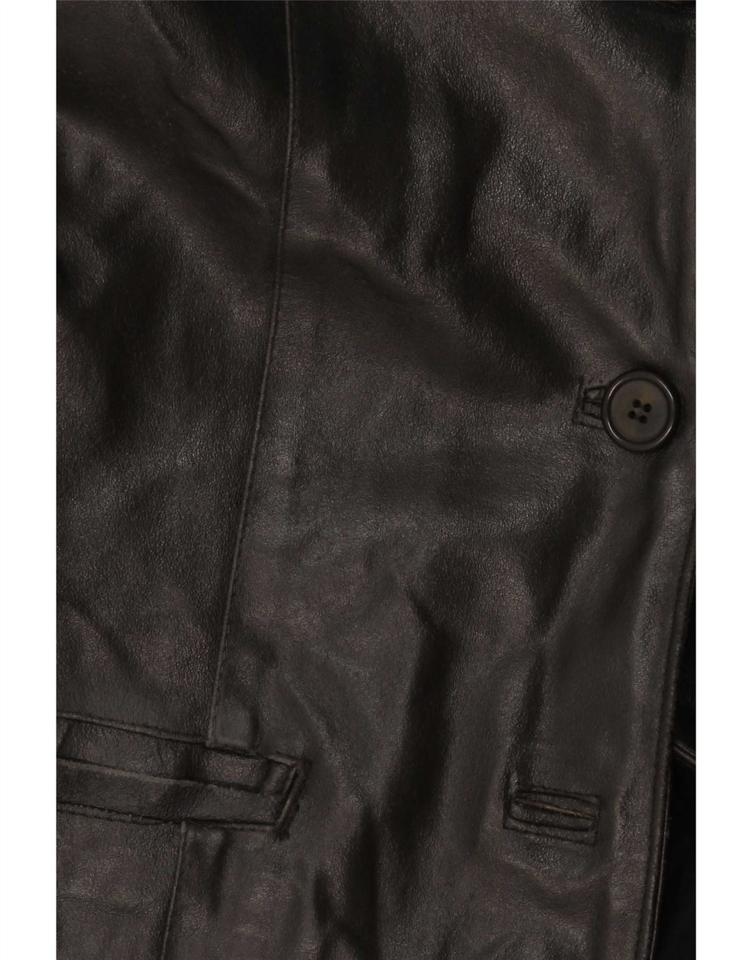 Vintage Womens Leather 3 Button Blazer Jacket UK 14 Medium Black