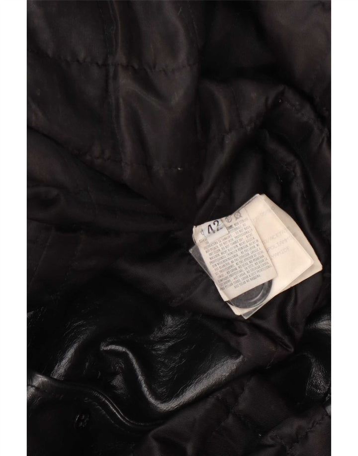 Vintage Womens Leather Coat IT 42 Medium Black