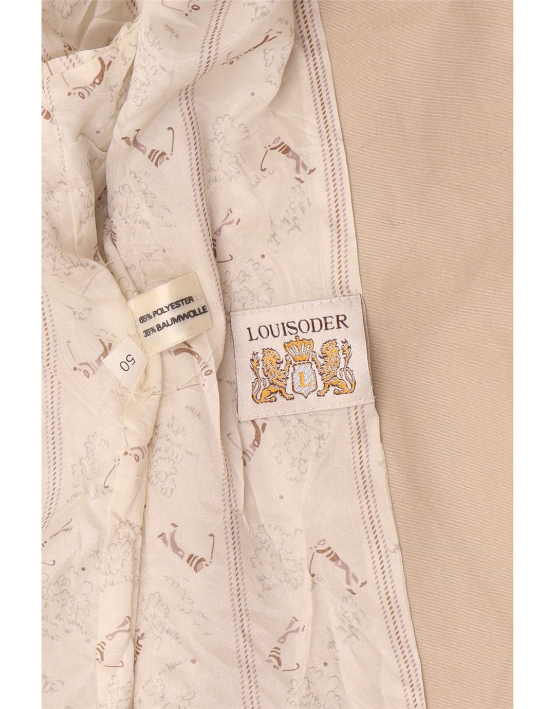 Louisoder Womens Short Overcoat EU 50 3XL Beige Polyester