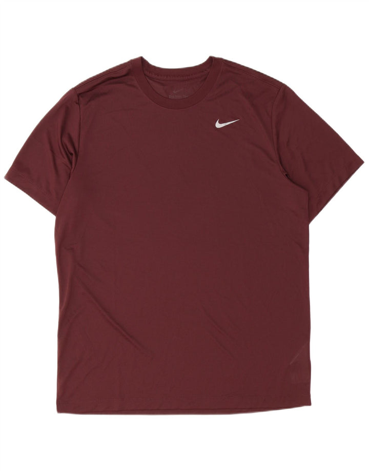 Nike Mens Dri Fit T-Shirt Top Large Burgundy Polyester