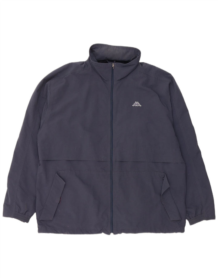 KAPPA Mens Hooded Rain Jacket UK 42 XL Navy Blue Polyamide