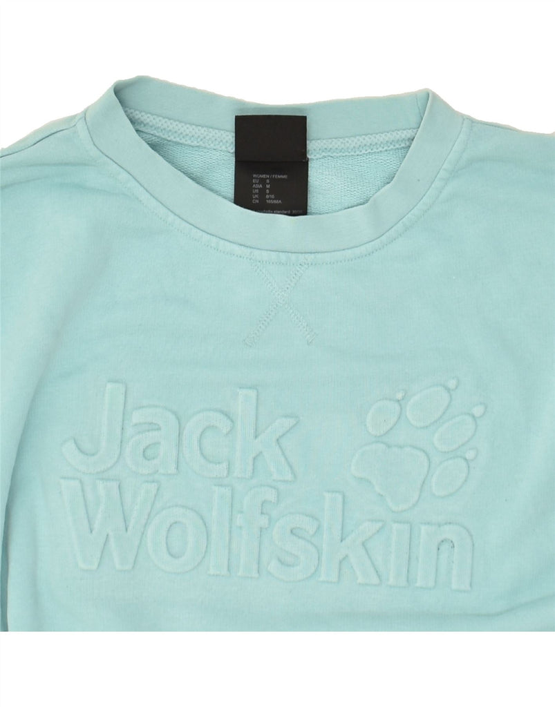 JACK WOLFSKIN Womens Oversized Sweatshirt Jumper UK 8/10 Small  Turquoise | Vintage Jack Wolfskin | Thrift | Second-Hand Jack Wolfskin | Used Clothing | Messina Hembry 