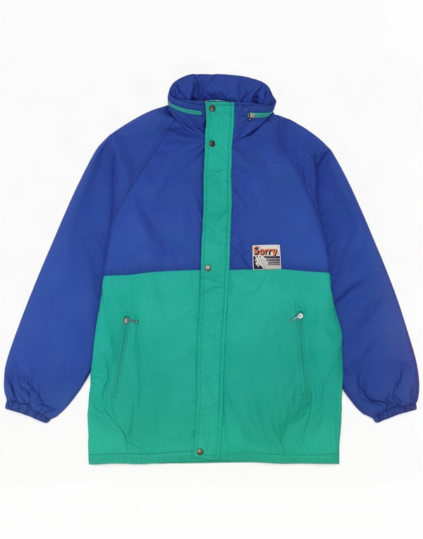 Sorry Mens Hooded Tracksuit Top Jacket Medium Blue Colourblock Polyamide