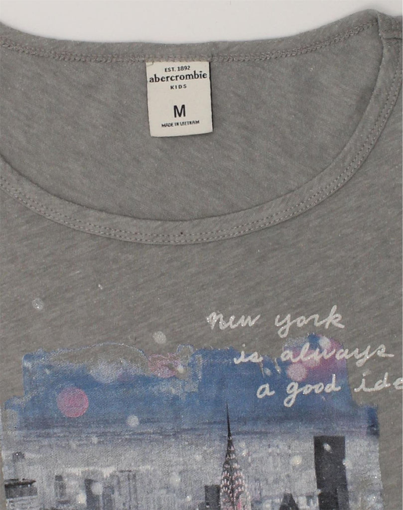 ABERCROMBIE & FITCH Girls Graphic Blouse Top 13-14 Years Medium  Grey | Vintage Abercrombie & Fitch | Thrift | Second-Hand Abercrombie & Fitch | Used Clothing | Messina Hembry 