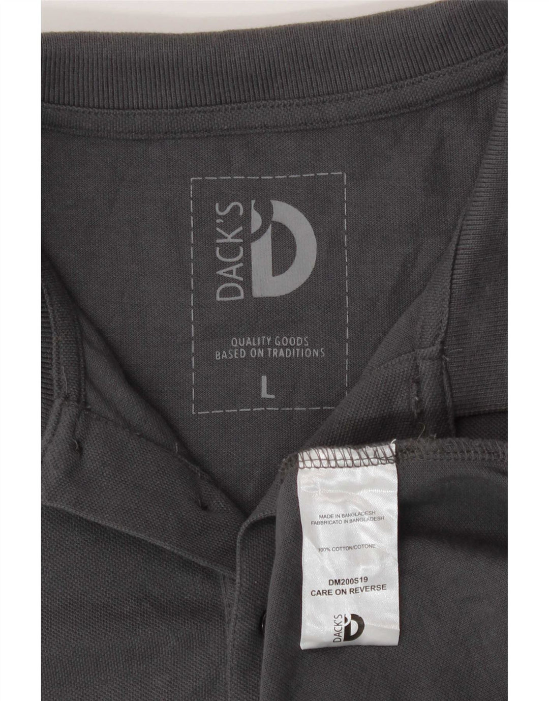Dack's Mens Polo Shirt Large Grey Cotton