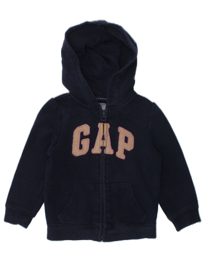 GAP Girls Graphic Zip Hoodie Sweater 2-3 Years Navy Blue Cotton | Vintage Gap | Thrift | Second-Hand Gap | Used Clothing | Messina Hembry 