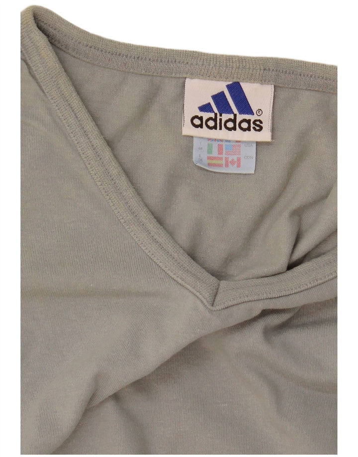 Adidas Womens T-Shirt Top UK 12 Medium Grey Cotton