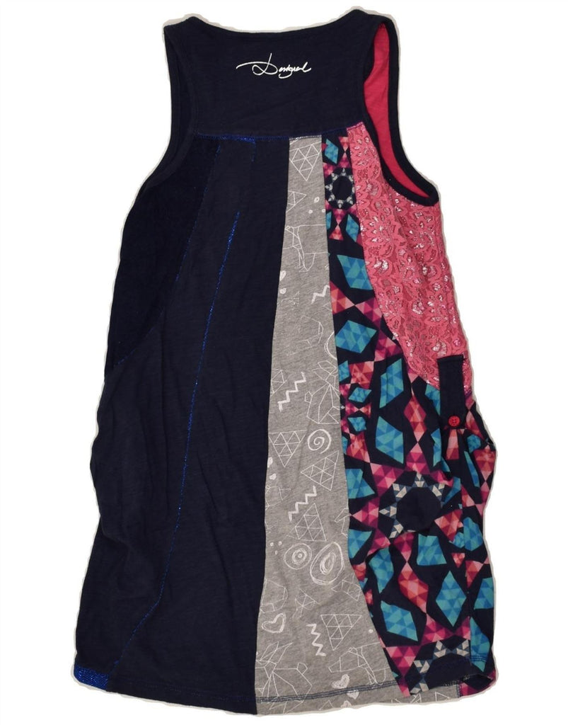 DESIGUAL Girls Sleeveless Basic Dress 9-10 Years Navy Blue Colourblock | Vintage Desigual | Thrift | Second-Hand Desigual | Used Clothing | Messina Hembry 