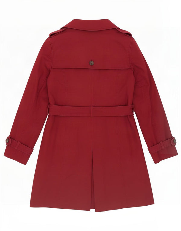 Hobbs Womens Trench Coat UK 14 Large Burgundy Cotton