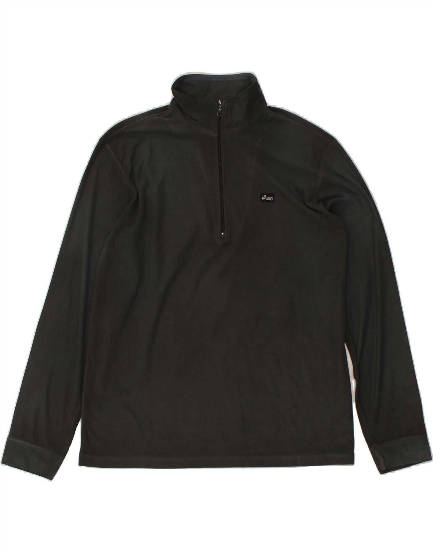 ASICS Mens Zip Neck Fleece Jumper 2XL Grey Polyester Vintage