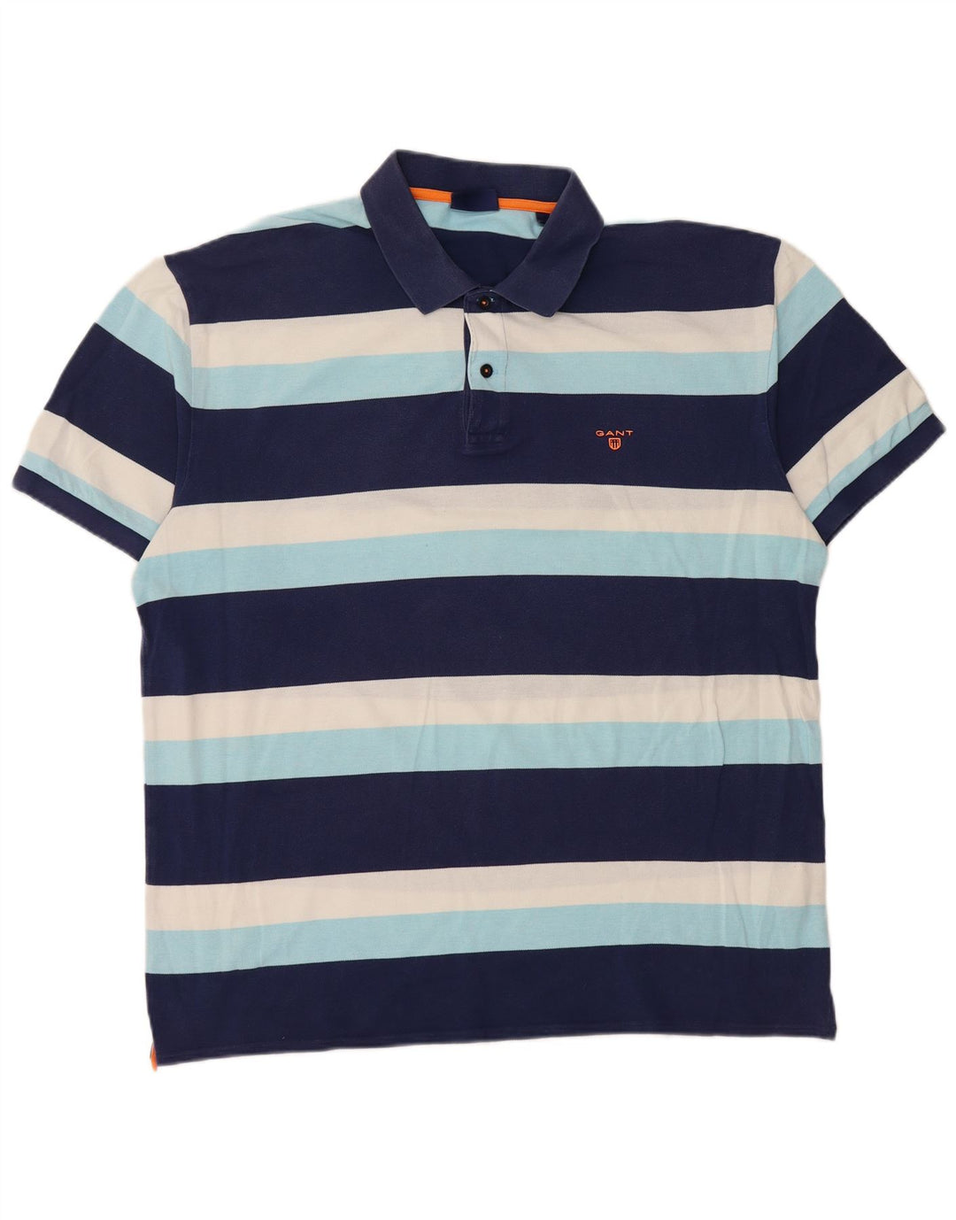 Gant Mens Polo Shirt 2XL Navy Blue Striped Cotton