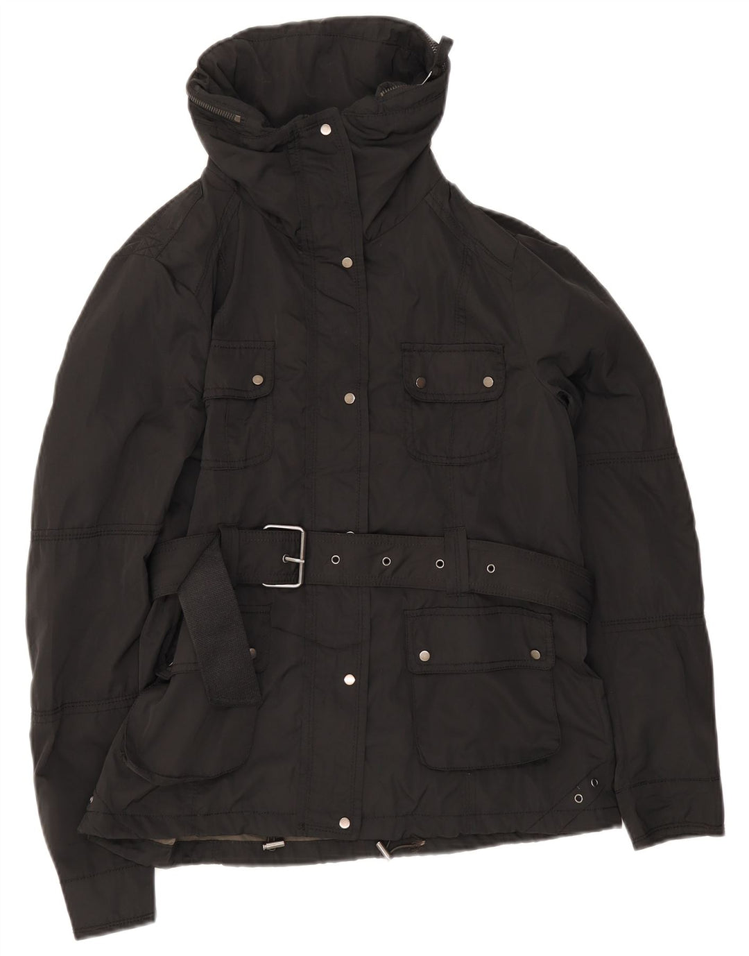 Vintage Womens Belted Utility Jacket UK 12 Medium Black