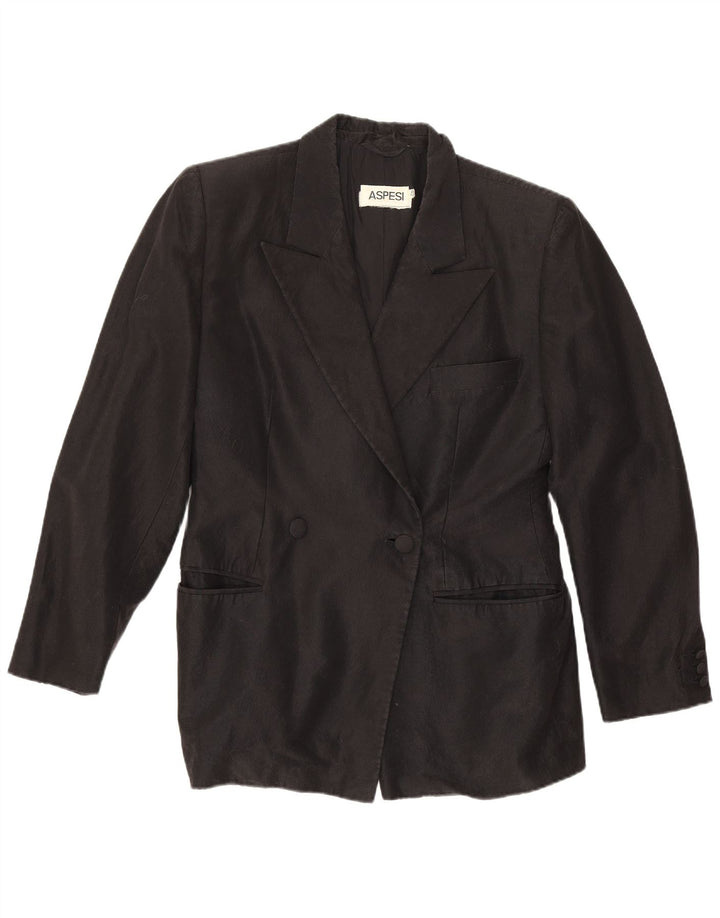 Aspesi Womens Double Breasted Blazer Jacket IT 42 Medium Black Wool
