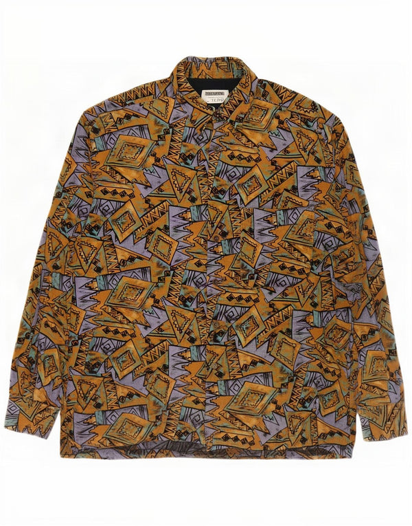 Vintage Mens Corduroy Shirt XL Multicoloured Geometric