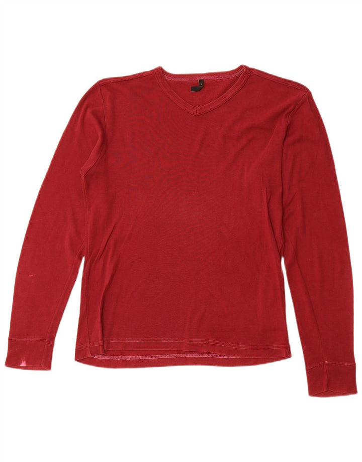 LEE Womens Top Long Sleeve UK 16 Large Red Cotton