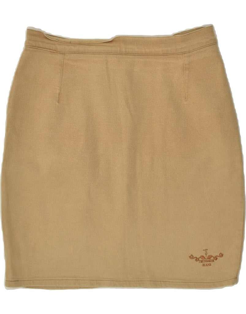 TRUSSARDI Womens Denim Skirt IT 48 XL W34 Beige Cotton | Vintage Trussardi | Thrift | Second-Hand Trussardi | Used Clothing | Messina Hembry 