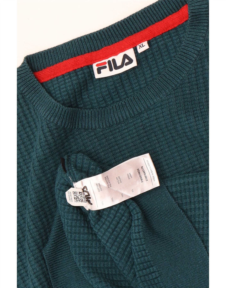 Fila Mens Crew Neck Jumper Sweater XL Blue Cotton