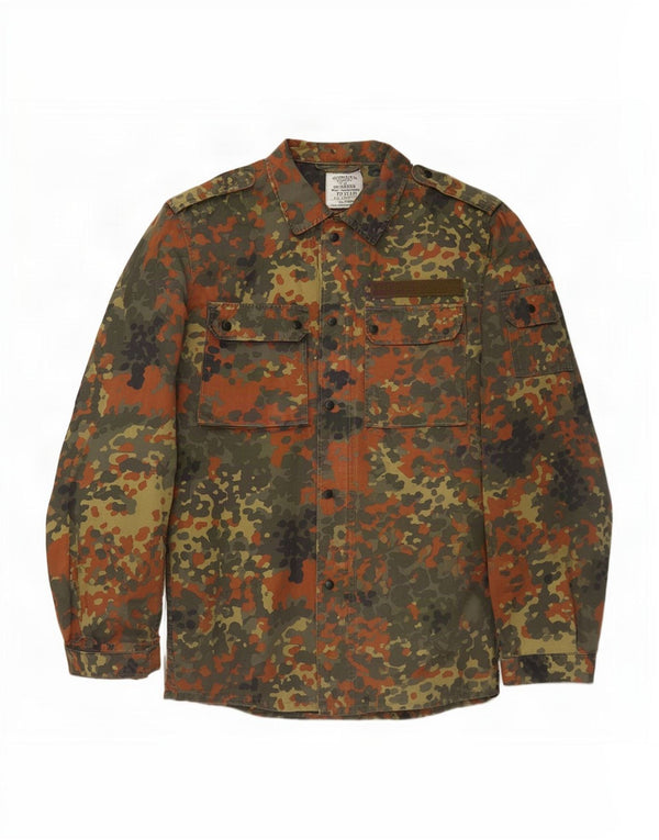 Vintage Mens Military Shirt Medium Khaki Camouflage Cotton