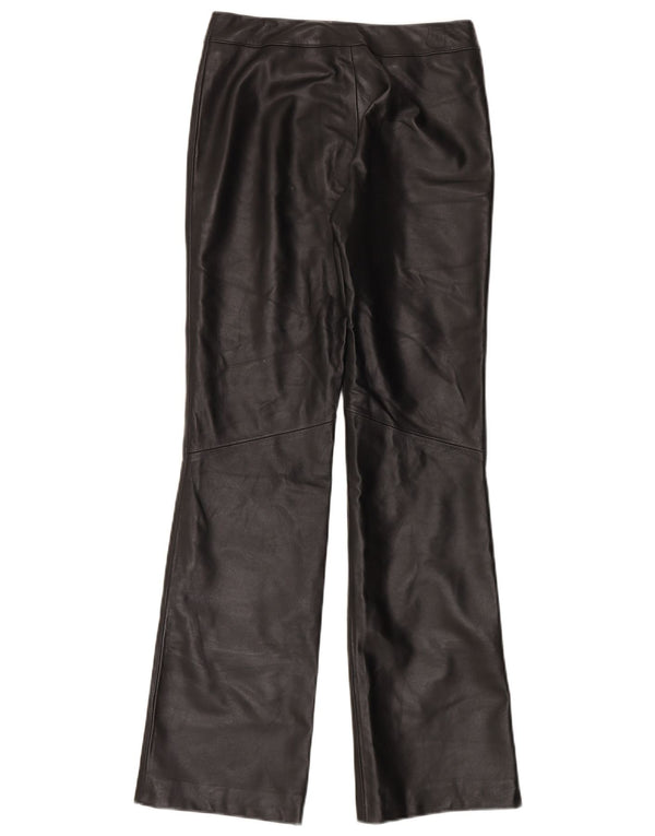 Cofi Womens Bootcut Leather Trousers UK 10 Small W28 L32 Black Leather