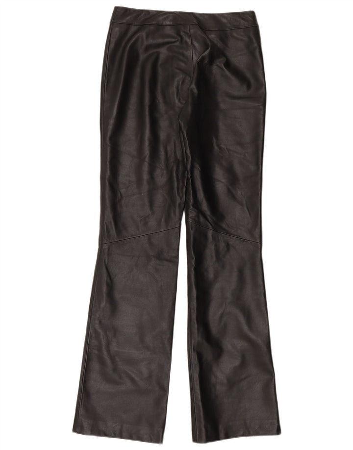 Cofi Womens Bootcut Leather Trousers UK 10 Small W28 L32 Black Leather