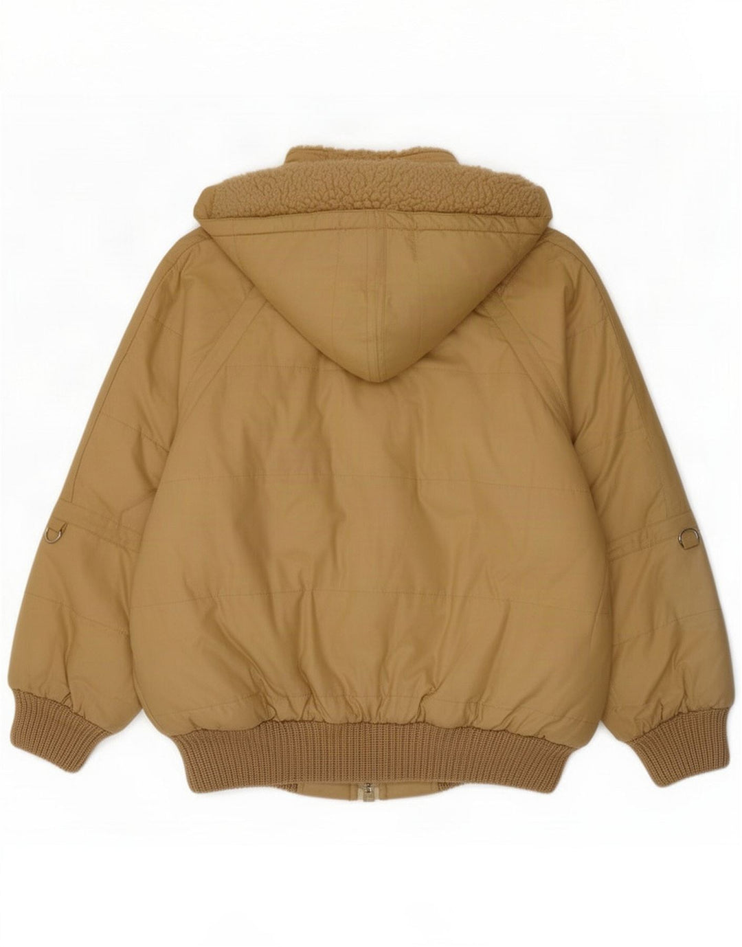 Vintage Mens Hooded Sherpa Jacket UK 40 Large Beige Polyester