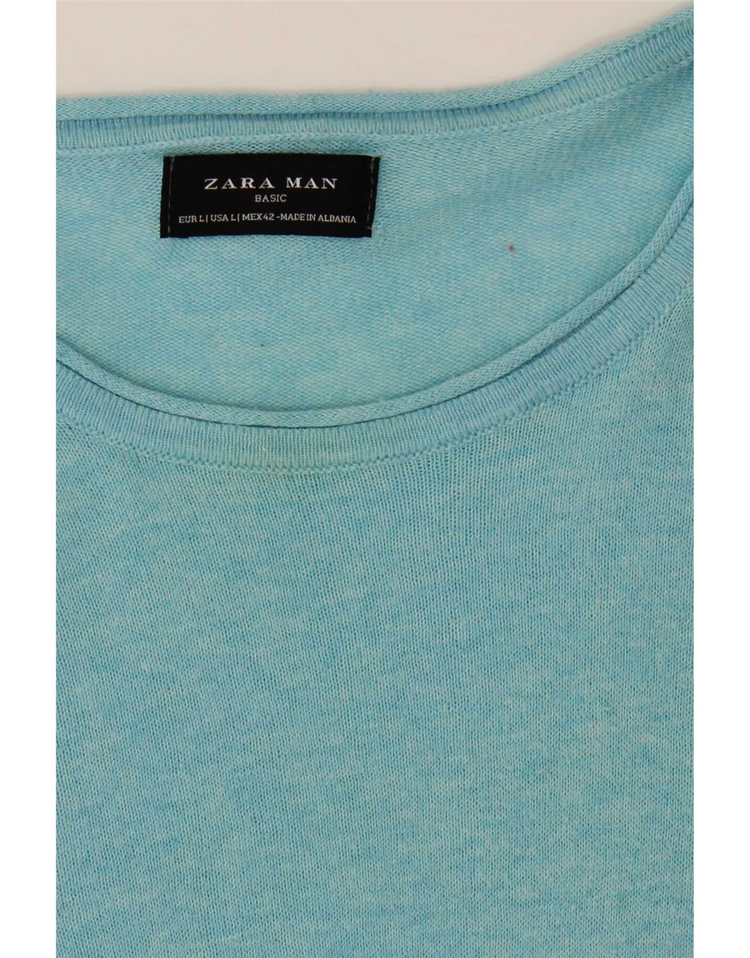 Zara Mens Crew Neck Jumper Sweater Large Blue