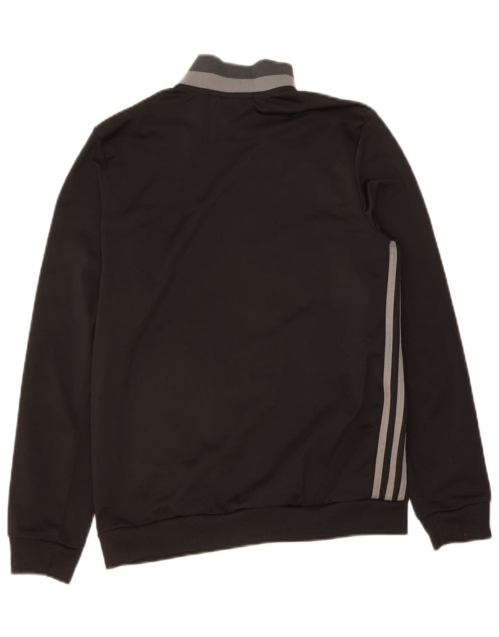 ADIDAS Boys Tracksuit Top Jacket 13-14 Years Black Polyester