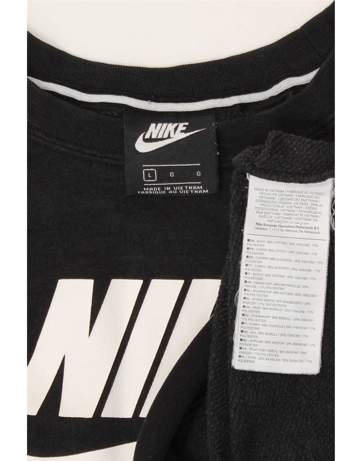 Nike Womens Graphic Sweatshirt Jumper UK 16 Large Black Cotton