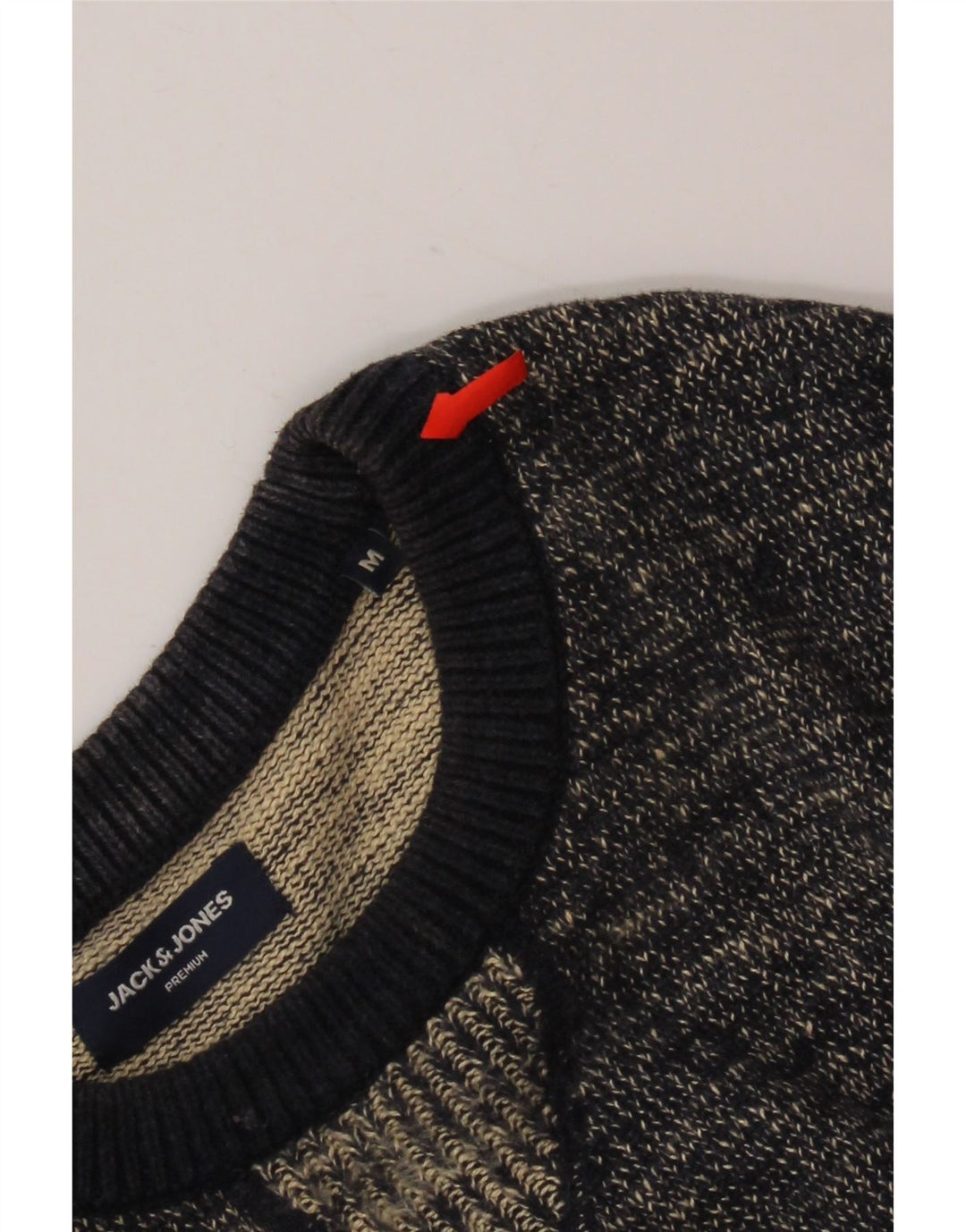 JACK & JONES Mens Crew Neck Jumper Sweater Medium Navy Blue Flecked Cotton