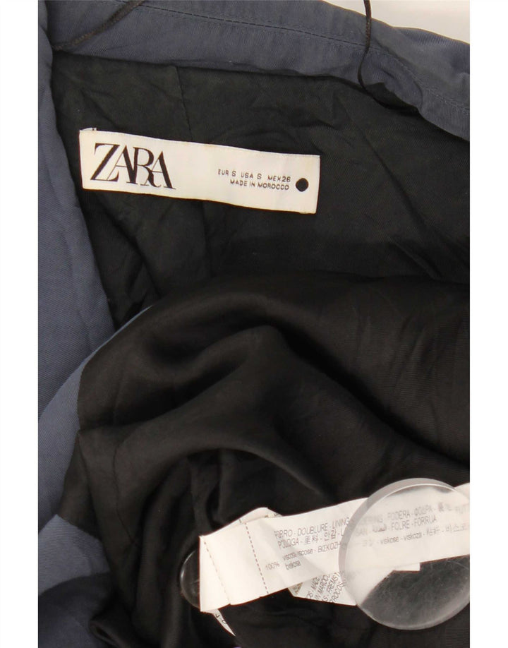 Zara Womens 1 Button Oversized Blazer Jacket UK 10 Small Navy Blue Viscose