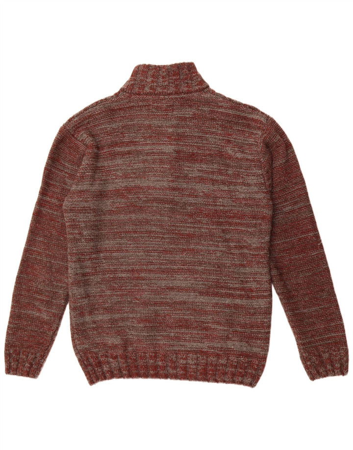 Joe Browns Mens Button Neck Jumper Sweater Large Maroon Flecked Acrylic