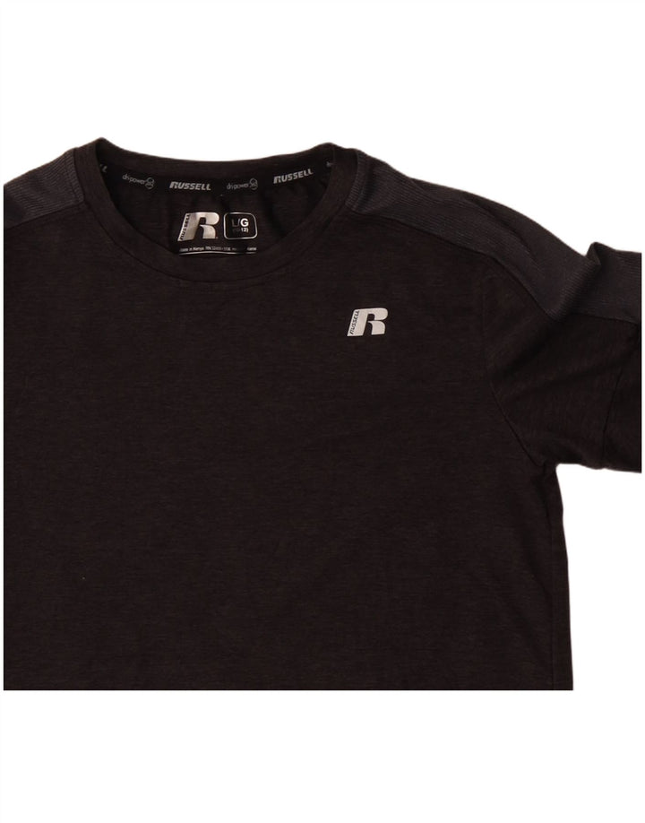 Russell Athletic Boys Top Long Sleeve 10-11 Years Large Grey Colourblock