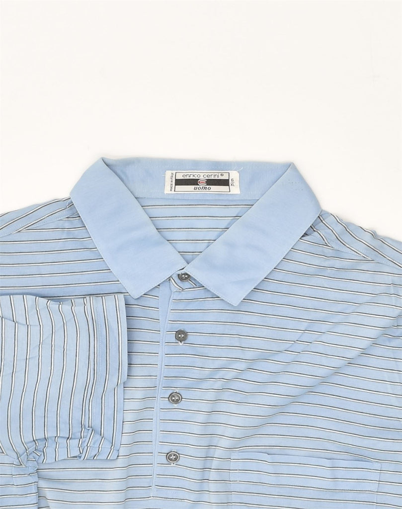 VINTAGE Mens Polo Shirt XL Blue Striped Cotton | Vintage Vintage | Thrift | Second-Hand Vintage | Used Clothing | Messina Hembry 