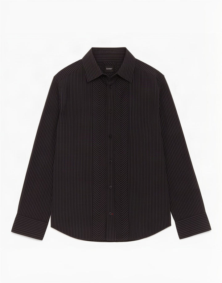 Guess Mens Shirt Small Black Pinstripe Cotton