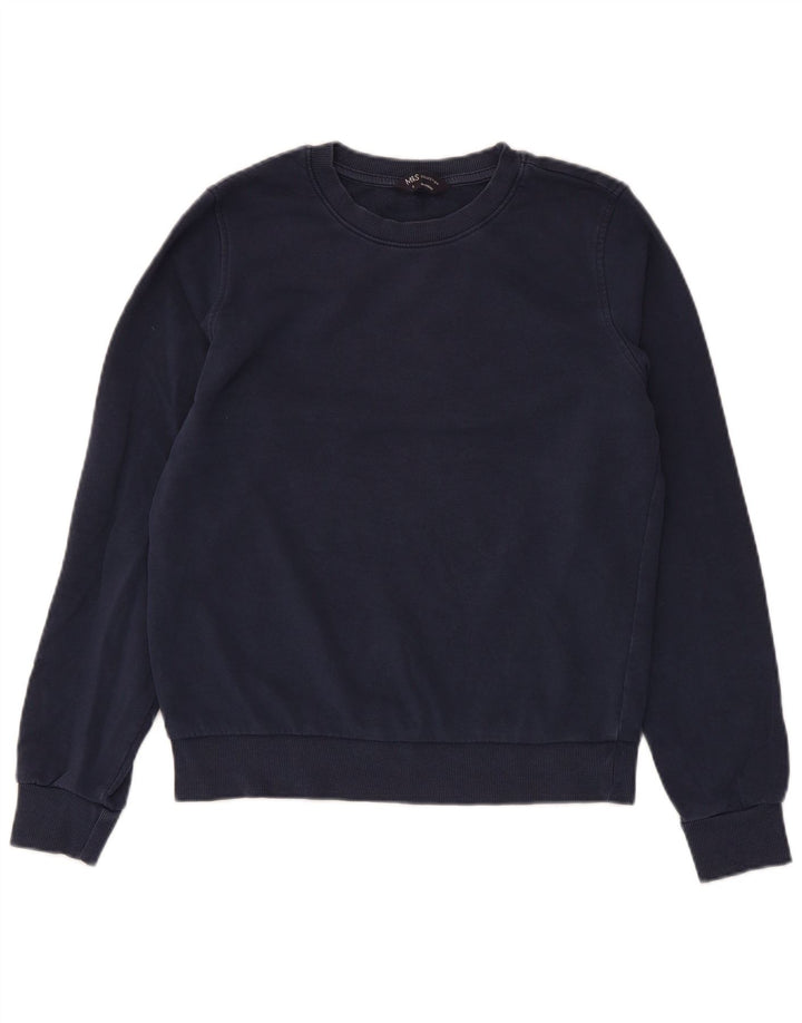 Marks & Spencer Womens Sweatshirt Jumper UK 8 Small Navy Blue Cotton