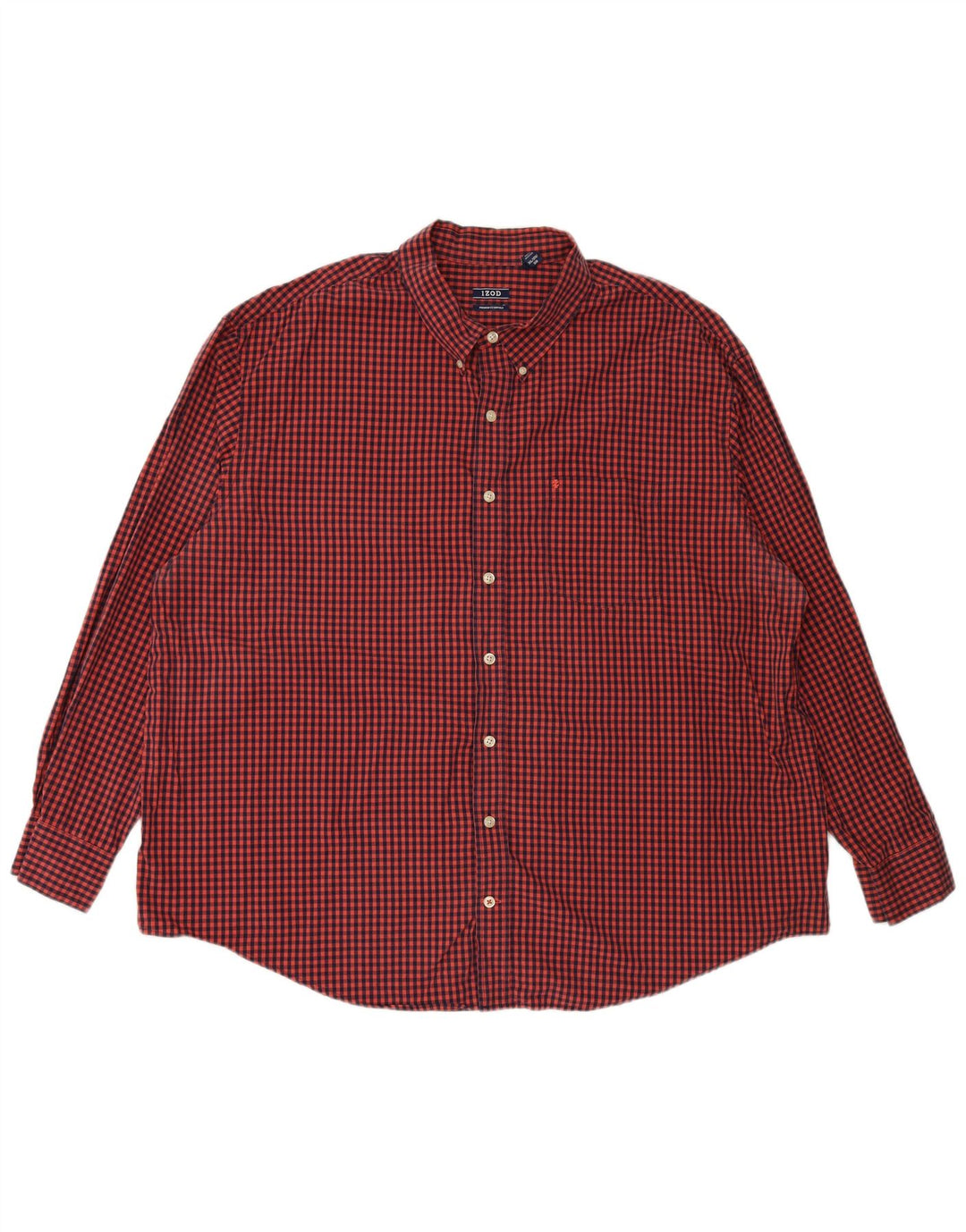 IZOD Mens Shirt 3XL Maroon Gingham Cotton