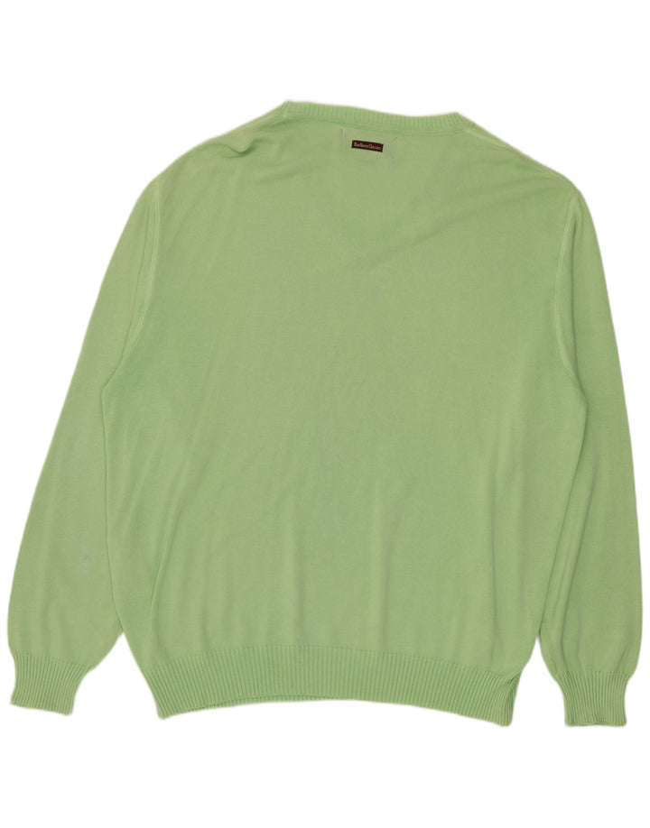 Marlboro Classics Mens V-Neck Jumper Sweater XL Green Cotton