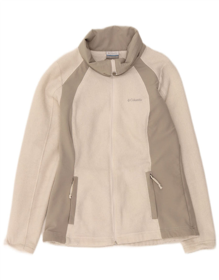 Columbia Womens Fleece Jacket UK 12 Medium Off White Colourblock Polyester