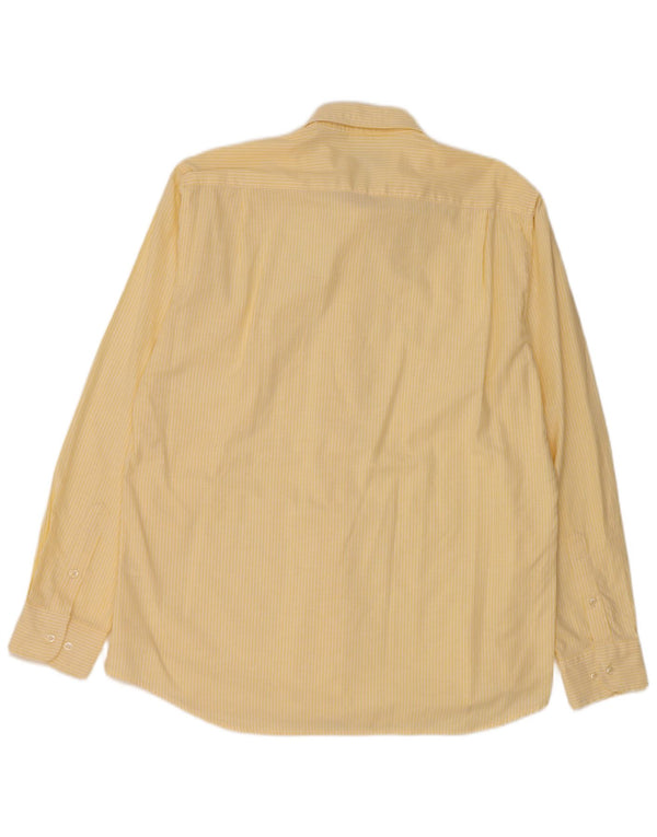 Ascot Sports Mens Tailored Shirt Large Yellow Pinstripe Cotton
