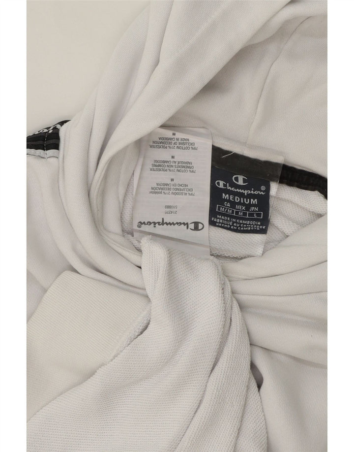CHAMPION Mens Graphic Hoodie Jumper Medium White Colourblock Vintage Champion and Second-Hand Champion from Messina Hembry 