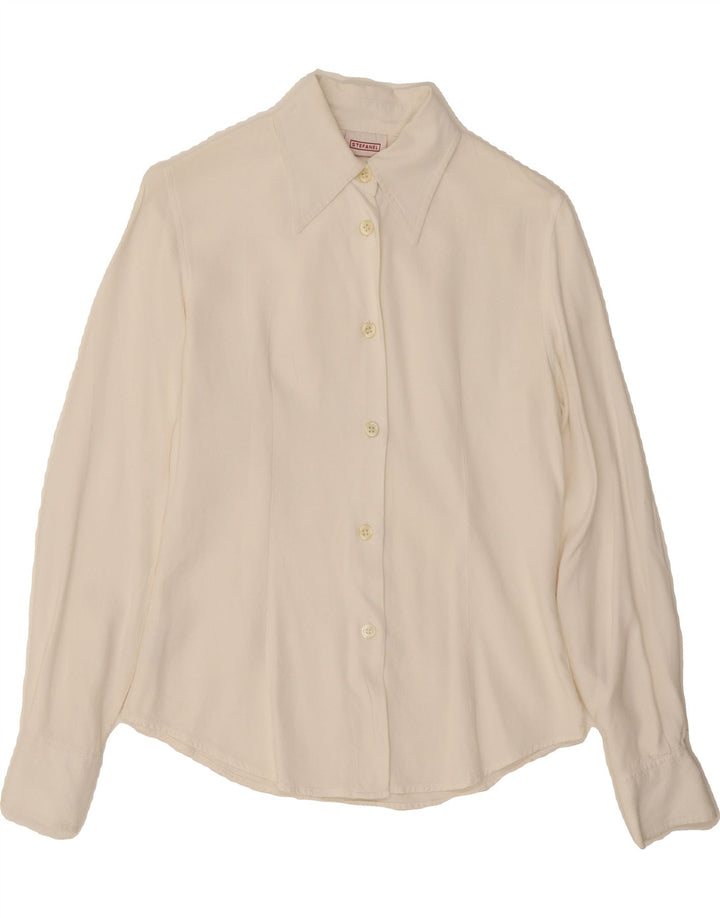 STEFANEL Womens Shirt Blouse UK 10 Small White Rayon Vintage Stefanel and Second-Hand Stefanel from Messina Hembry 