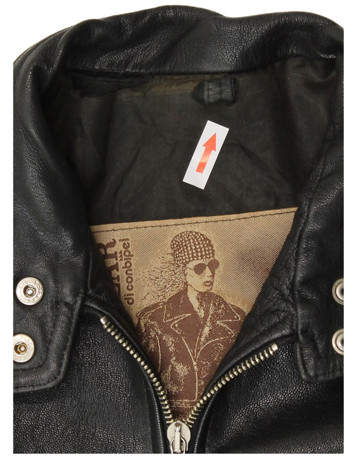 Conbipel Womens Leather Jacket UK 14 Medium Black Leather