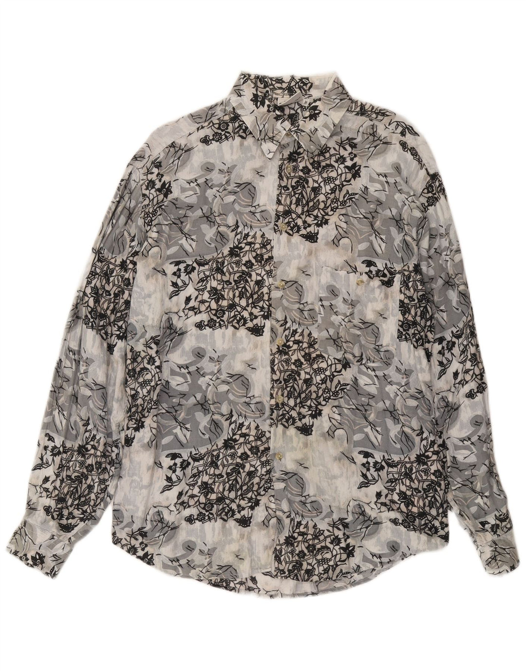 CRIVER Mens Shirt Medium Grey Floral Viscose