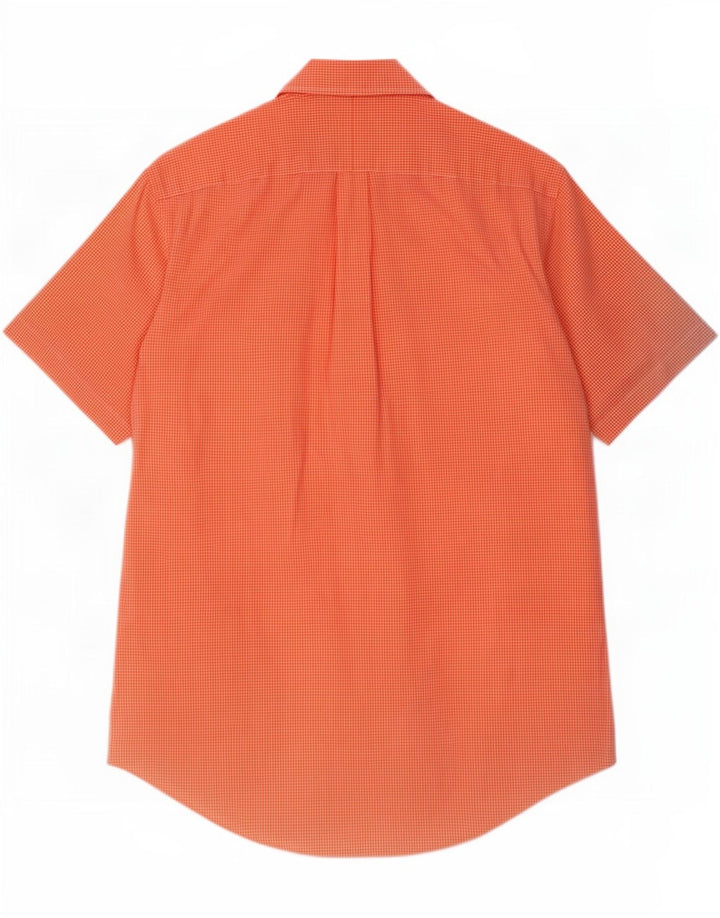 Ralph Lauren Mens Short Sleeve Custom Fit Shirt Medium Orange Gingham
