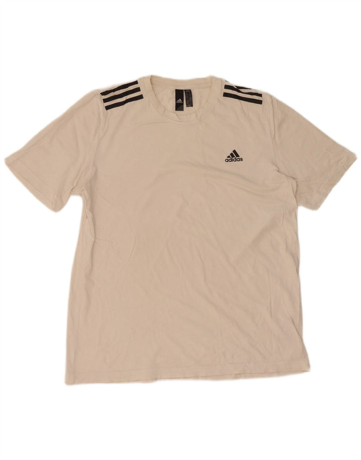 Adidas Mens T-Shirt Top Medium White Cotton