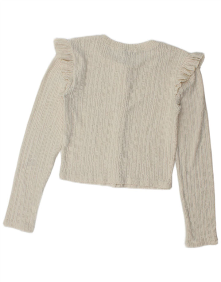 Zara Womens Crop Cardigan Sweater UK 12 Medium Off White Polyester